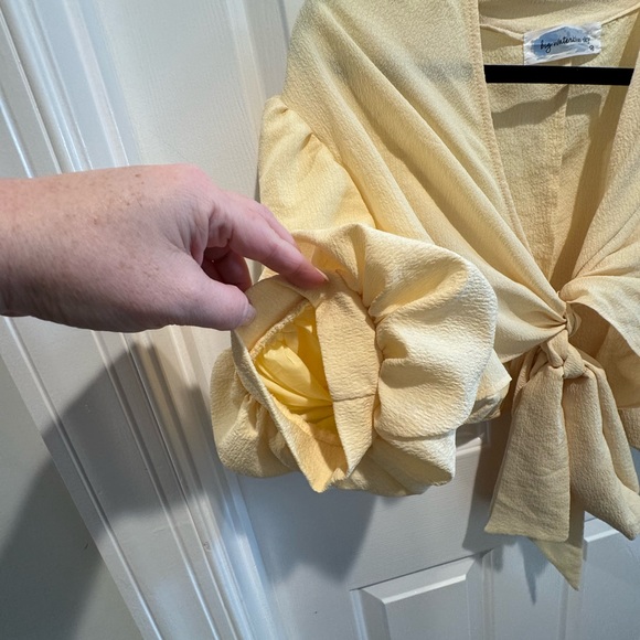 NWT Big Water Blue Sky Crop Ballon Sleeve Boutique Top Size M - Picture 7 of 13